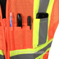 Class 2 Breakaway Expandable Two Tone Orange Adjustable Work Reflective Safety Vest With Pockets And Zipper